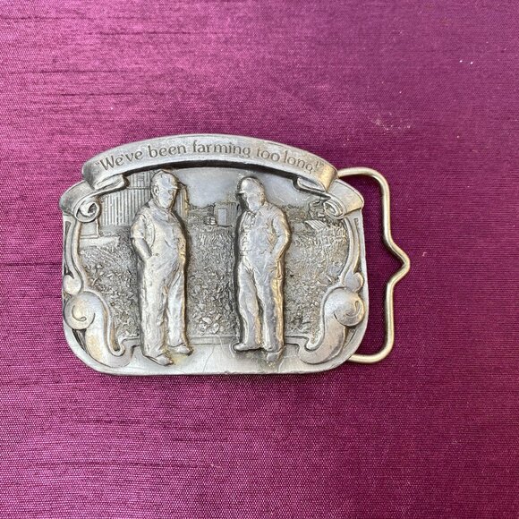 3-(B&B) Vintage. Collectors. 1989. We've Been Farming Too Long. Belt Buckle. - Picture 1 of 5